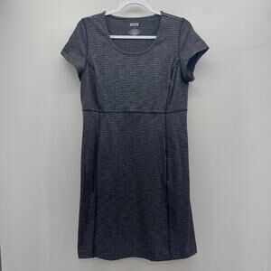 Duluth Trading NoGA Classic Short Sleeve Dress Womens Medium Black Gray‎ Stripe